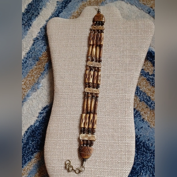 Artisan Handmade Four-Strand Tribal Hairpipe Choker Necklace 🤎💫 - Picture 1 of 7